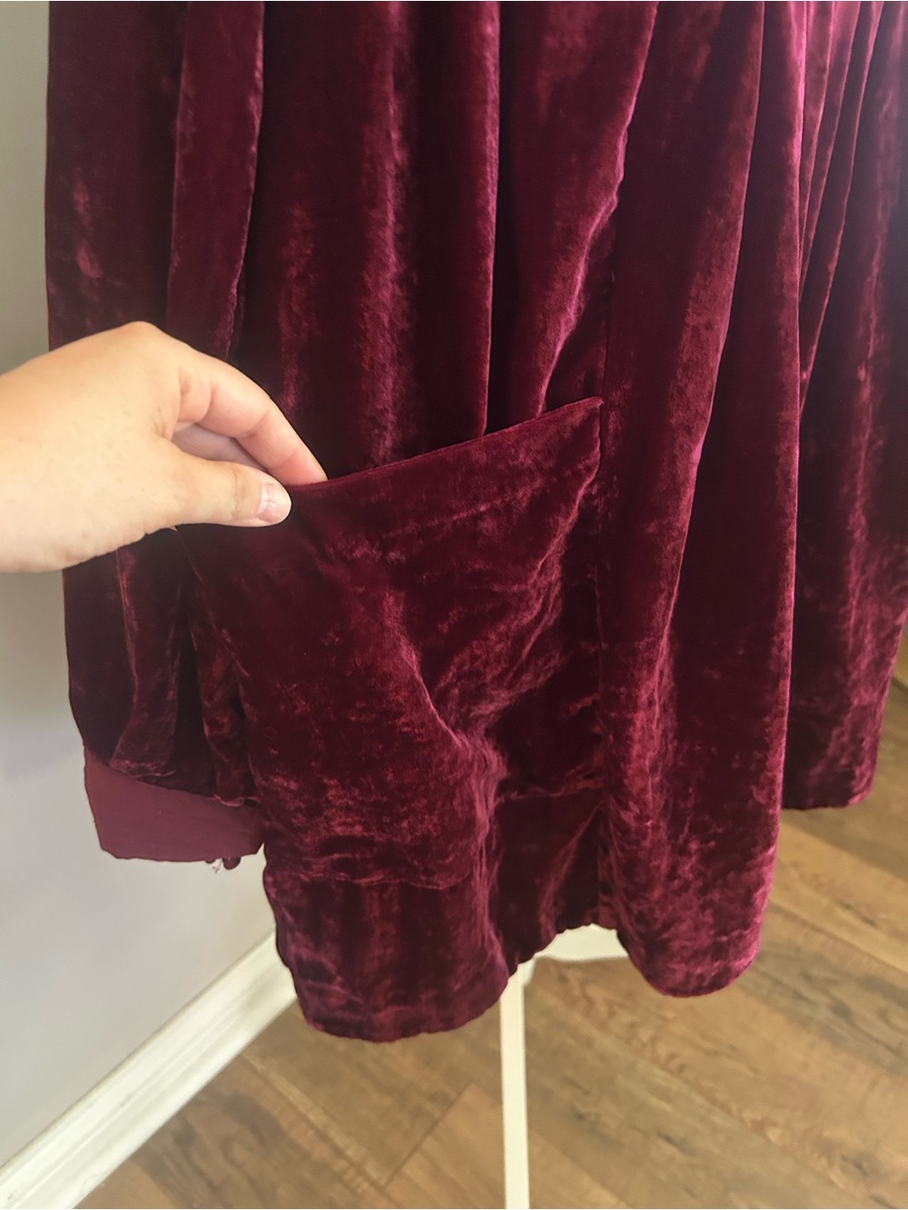 Free People Choose Me Velvet Mini Dress in Burgundy - Picture 4 of 12